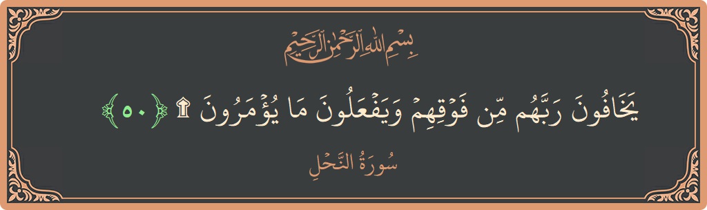 آیت 50 - سورہ نحل: (يخافون ربهم من فوقهم ويفعلون ما يؤمرون ۩...) - اردو