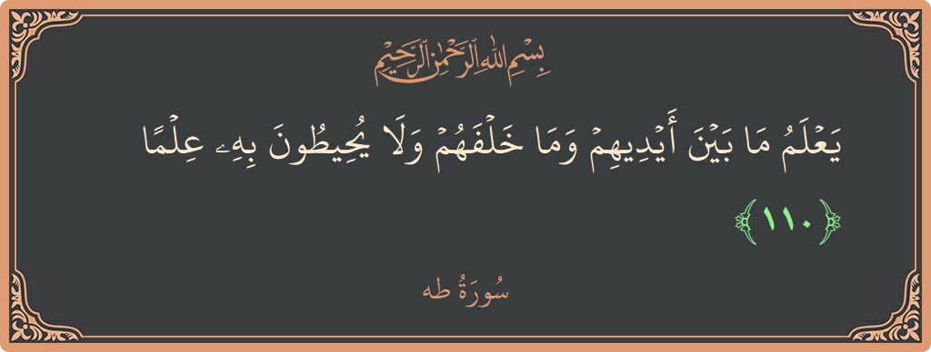 الآية 110 - سورة طه: (يعلم ما بين أيديهم وما خلفهم ولا يحيطون به علما...)